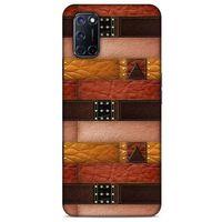 Oppo A92 Kılıf Patchwork (33) Hybrid Kılıf Kahve Toz Pembe
