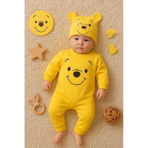 The Bear Desenli % 100 Pamuk Şapkalı Tulum