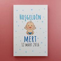 Kişiye Özel Hoşgeldin Kanvas Tablo Mavi- 14