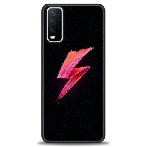 Vivo Y20 Kılıf HD Baskılı Kılıf - Pembe Şimşek + Tam Ekran Koruyucu
