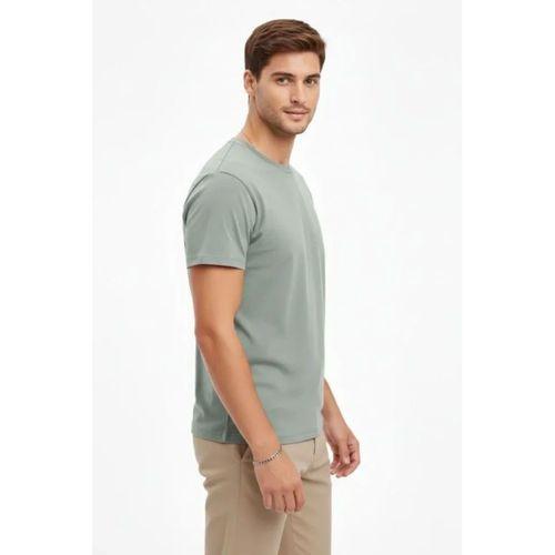 Erkek Bisiklet Yaka Tişört Regular Kalıp Basic Pamuklu Günlük Kullanım T-shirt - Mint Yeşili
