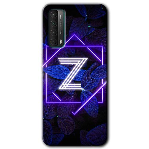 Huawei P Smart 2021 Kılıf Baskılı Kapak - Dark Neon Yaprak Z Harfi +Tam Kaplayan Mat Seramik