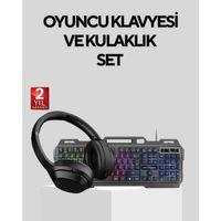Set Işıklı Klavye Mouse + Bluetooth 5.2 Kulaklık Paketi