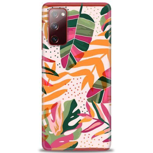 Samsung Galaxy S20 FE Kılıf HD Baskılı Kılıf - Turuncu Pembe + Tam Ekran Koruyucu
