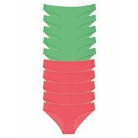 10 adet Eko Set Likralı Kadın Slip Külot Yeşil Fuşya