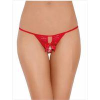 Fantezi Arkası Açık Fiyonklu Kırmızı Dantel String - Tanga