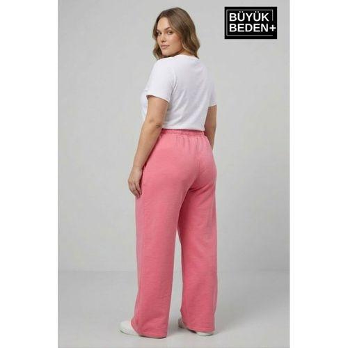 Kadın Büyük Beden Bol Paça  Yüksek Bel Lastikli Salaş Eşofman Altı SPR26BEA988