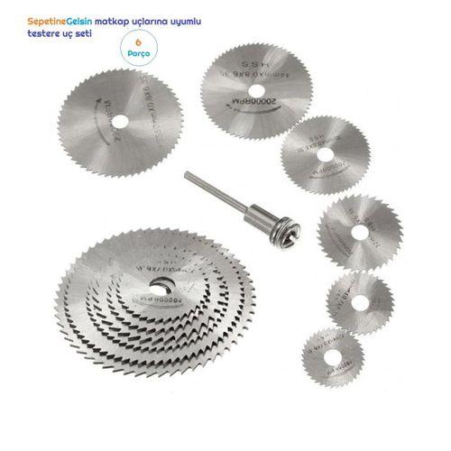 Sepetinegelsin Metal 6 Parça Mini Matkap Ucu Ahşap Kesme Yuvarlak Çelik Bıçak Disk Testere Seti Kiti