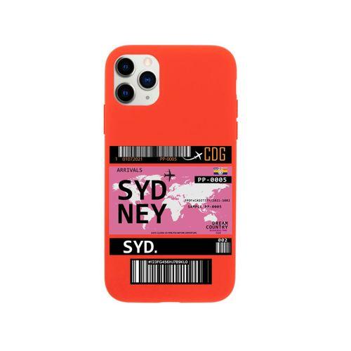 iPhone 11 Pro Max Sydney Bilet Tasarımlı Kırmızı Telefon Kılıfı