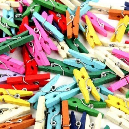 50li Renkli Ahşap Mandal 3 5cm 12li Paket-600 Adet