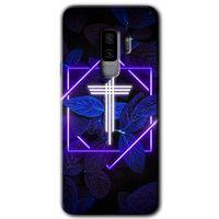 Galaxy S9 Plus Kılıf HD Desen Baskılı Arka Kapak - Dark Neon Yaprak T Harfi