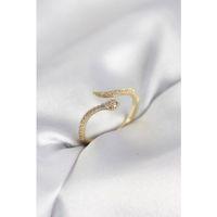 Gold Renk Yılan Model Zirkon Taşlı Kadın Yüzük