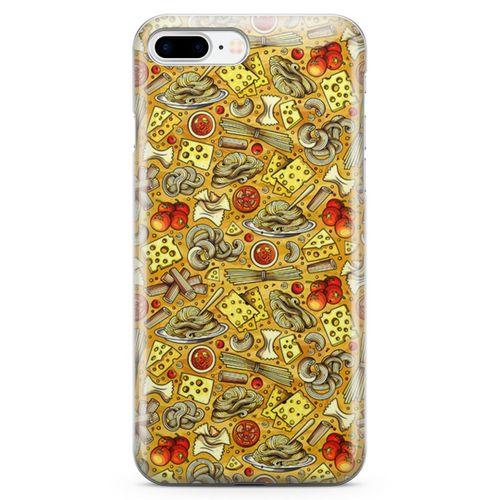 Apple iPhone 7 Plus Kılıf Peynirli Makarna Arka Kapak Koruma Desenli Full Koruyucu