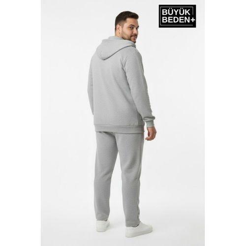 Erkek Büyük Beden Fermuarlı Kapüşonlu Chef Baskılı Sweatshirt Hırka - Rahat Kalıp SPR26BHR921
