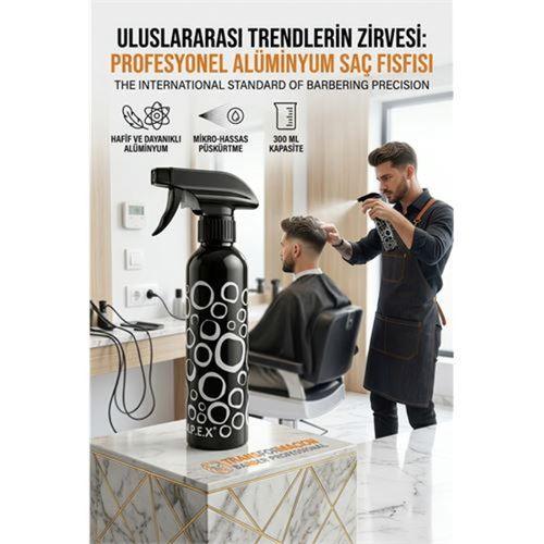 Alüminyum Metal Berber Kuaför Su Spreyi Şişesi Profesyonel Saç Fısfısı 300 ML 723020