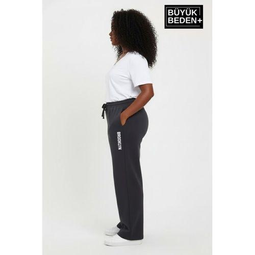 Kadın Büyük Beden BROOKLYN Baskılı Rahat Kesim Paça Reçme İnce Eşofman Altı SPR26EAK952-2