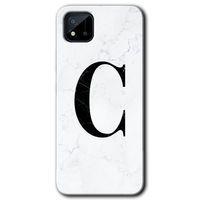 Potkal Hediye Fabrikası Realme C11 Kılıf HD Desen Baskılı Arka Kapak - Beyaz Mermer Desenli C Harfi