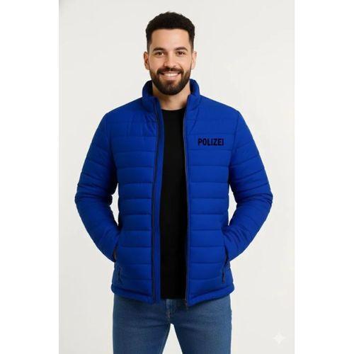 Erkek Mikro Su İtici Kapitone Baskılı Astarlı Fermuarlı Bomber Mont - Saks Mavisi