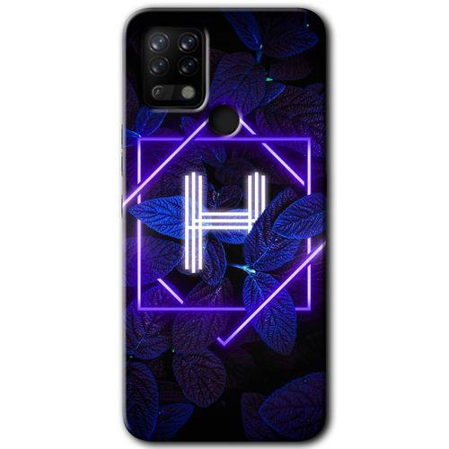 Tecno Pova Kılıf HD Desen Baskılı Arka Kapak - Dark Neon Yaprak H Harfi