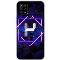Tecno Pova Kılıf HD Desen Baskılı Arka Kapak - Dark Neon Yaprak H Harfi