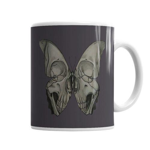 Borboleta Skull Kupa Bardak Porselen