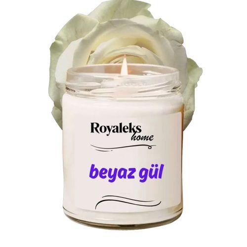 Doğal Özel Seri Kokulu Dekoratif Kavanoz Mum 210 cc - Beyaz Gül - RYL