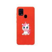 Samsung M30S Pembe Unicorn Premium Silikonlu Kırmızı Telefon Kılıfı