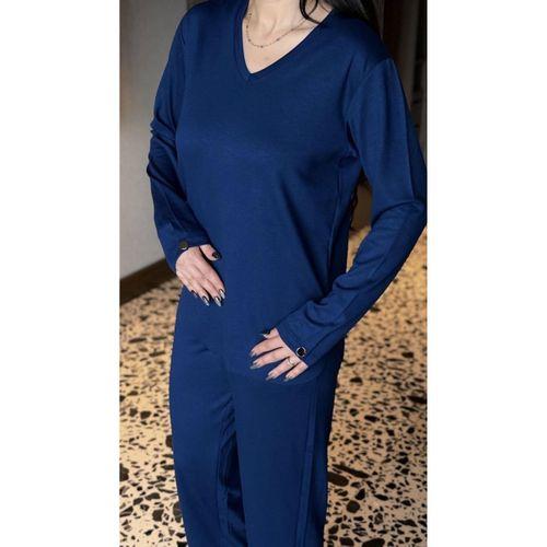 Kadın V Yaka Bluz Ve Pantolon Ikili Takım