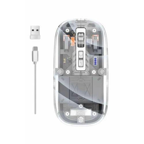 Mouse Fare Kablosuz Mouse Fare Şarjlı Bluetooth Sessiz 5 Tuşlu Şeffaf