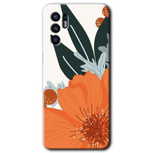 Oppo Reno 6 Kılıf HD Desen Baskılı Arka Kapak + Temperli Cam - Portakal Çiçeği