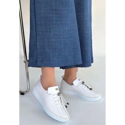 Warte Beyaz Deri Bağcıklı Spor Ayakkabı