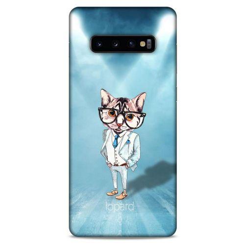Samsung Galaxy S10 Plus Kılıf FunnyMaX (40) Fit Silikon Kılıf Açık Mavi Kedi