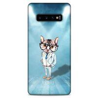 Samsung Galaxy S10 Plus Kılıf FunnyMaX (40) Fit Silikon Kılıf Açık Mavi Kedi