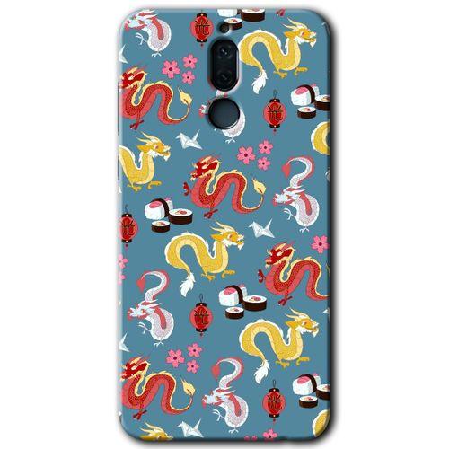 Potkal Hediye Fabrikası Huawei Mate 10 Lite HD Baskılı Kılıf + 9D Tam Ekran Koruyucu - Funky Dragon