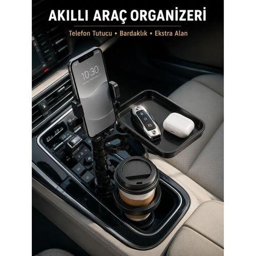Araç Konsolu İçin Telefon Tutuculu Bardaklık Düzenleyici