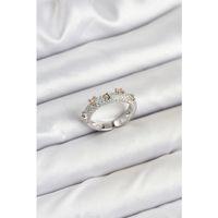 Pirinç Gümüş Renk Zirkon Taşlı Vintage Kadın Yüzük