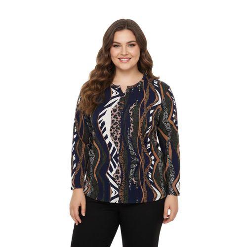 Kadın V Yaka Baskılı 2 Düğmeli Bluz BGL-ST05096