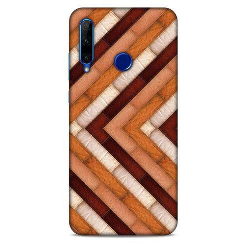 Huawei Honor 20 Lite Kılıf Patchwork (40) Fit Silikon Kılıf Kahverengi Beyaz