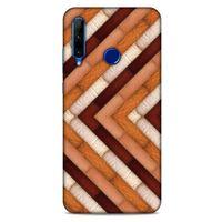 Huawei Honor 20 Lite Kılıf Patchwork (40) Fit Silikon Kılıf Kahverengi Beyaz
