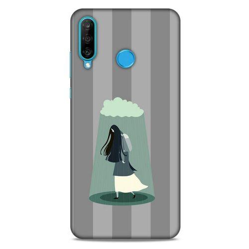 Huawei P30 Lite Kılıf Depresyon (20) Koruyucu Kılıf Bej Siyah