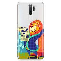Oppo A5 2020 Kılıf Aslan Kral Arka Kapak Koruma Desenli Full Koruyucu