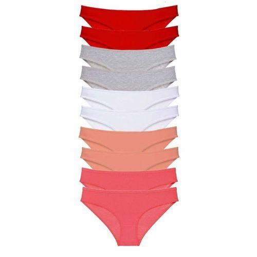 10 adet Süper Eko Set Likralı Kadın Slip Külot Kırmızı Gri Beyaz Pudra Fuşya