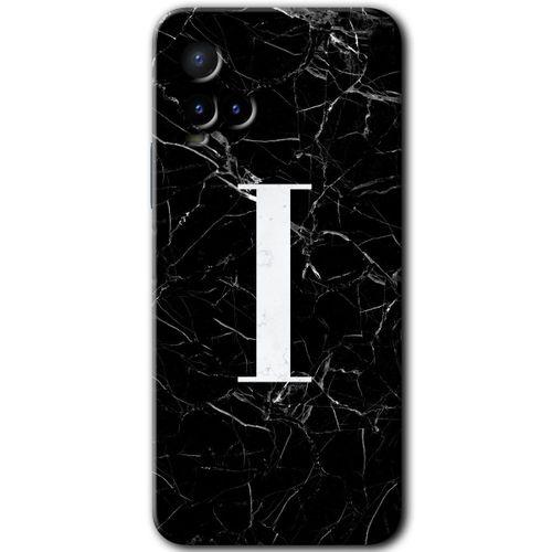 Vivo Y21 HD Baskılı Kılıf + 9D Tam Ekran Koruyucu - Siyah Mermer Desenli I Harfi