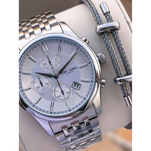 Tom Jones Bileklik Hediyeli Çelik Kordon 3 Atm Suya Dayanıklı 2 Yıl Garantili Erkek Kol Saati 10080.1