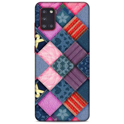 Samsung Galaxy A31 Kılıf Patchwork (39) Liquid Crystal Kılıf Şeker Pembe Bordo