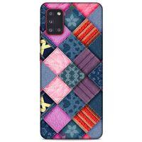 Samsung Galaxy A31 Kılıf Patchwork (39) Liquid Crystal Kılıf Şeker Pembe Bordo