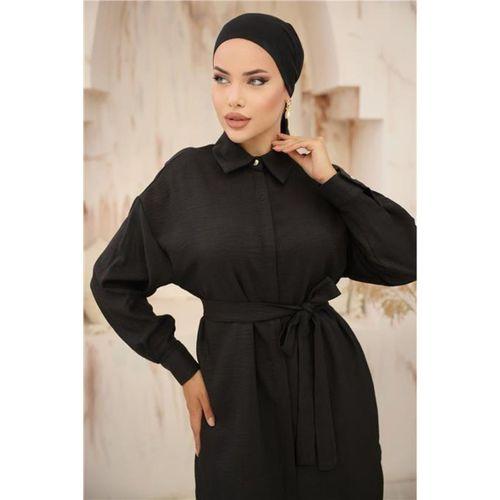 Gömlek Yaka Kuşak Detaylı İkili Takım - 71199.003 - Siyah