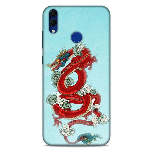 Huawei Honor 8C Kılıf Dragons (22) Tam Koruma Kılıfı Ejderha Dövme Kırmızı