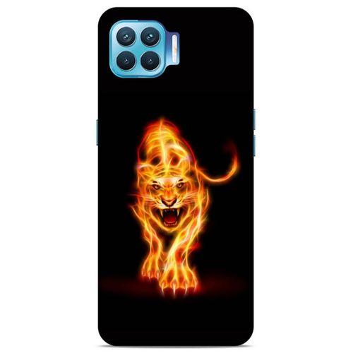 Lopard Oppo Reno 4 Lite Uyumlu Kılıf FireX (27) Tasarımlı Kılıf Ateşten Kaplan