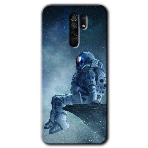 MRCİLETİSİM Xiaomi Redmi 9 Kılıf HD Desen Baskılı Arka Kapak+Temperli Cam - Astronot Yalnızlığı